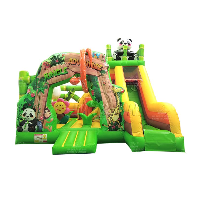 Jungle Adventure Inflatable with Dry Slide and Pop-Ups